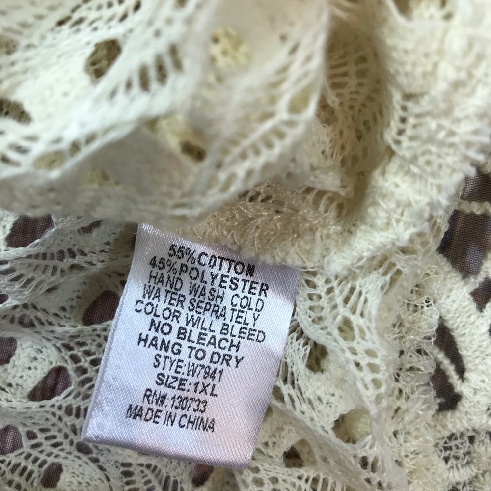 UMGEE Semi Sheer Lace Crochet Top Tunic 1XL - Picture 5 of 5